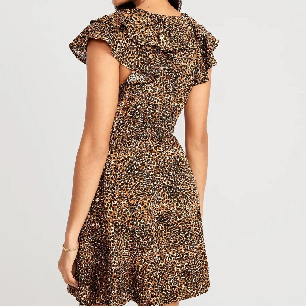 NWT Old Navy Waist-Defined Ruffle-Trim Mini Dress for Women - Picture 2 of 6